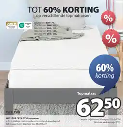 Jysk Wellpur frya GT30 topmatras aanbieding