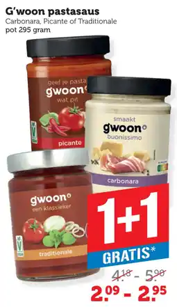Coop G'woon pastasaus aanbieding