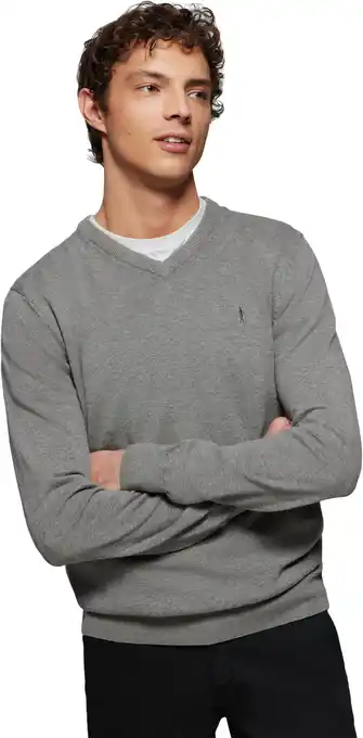 Amazon Polo Club Basic V-hals Trui in Gemêleerd Heren - 100% Katoen - Pullover V-Neck aanbieding