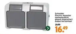 GAMMA Schneider Electric Aquastar spatwaterdicht geaard stopcontact dubbel horizontaal aanbieding