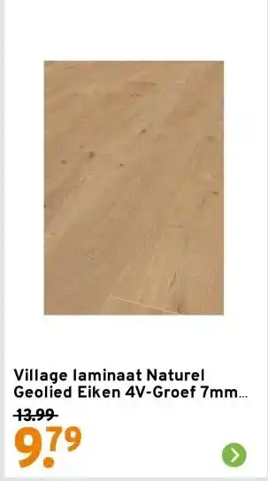 GAMMA Village laminaat Naturel Geolied Eiken 4V-Groef 7mm 2,47m2 aanbieding