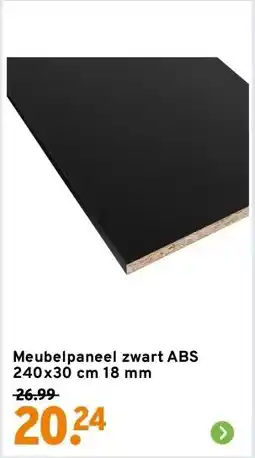 GAMMA Meubelpaneel zwart ABS 240x30 cm 18 mm aanbieding