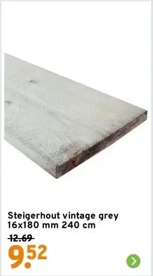 GAMMA Steigerhout vintage grey 16x180 mm 240 cm aanbieding