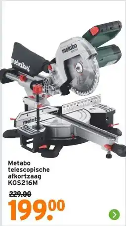 GAMMA Metabo telescopische afkortzaag KGS216M aanbieding