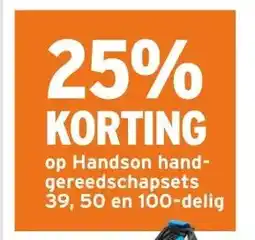 GAMMA 25% KORTING op Handson hand- gereedschapsets 39, 50 en 100-delig aanbieding