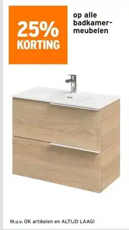 GAMMA 25% KORTING op alle badkamer- meubelen aanbieding