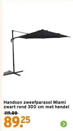 GAMMA Handson zweefparasol Miami zwart rond 300 cm met hendel aanbieding