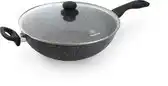 Bol.com Westinghouse Wokpan – Ø 32 cm – Inductie – PFOA-vrij – Inclusief Deksel – Black Marble aanbieding