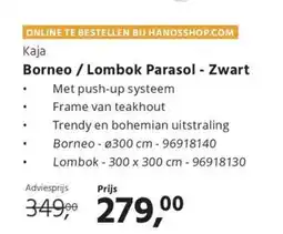 HANOS Borneo Lombok Parasol Zwart aanbieding