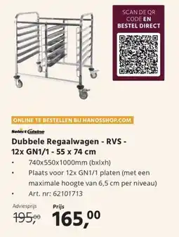 HANOS Dubbele Regaalwagen RVS aanbieding