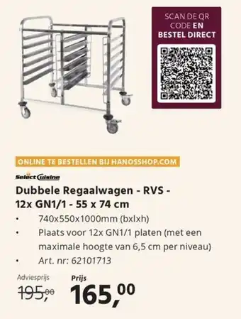 HANOS Dubbele Regaalwagen RVS aanbieding
