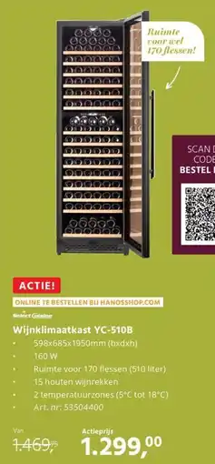 HANOS Wijnklimaatkast YC 510B aanbieding
