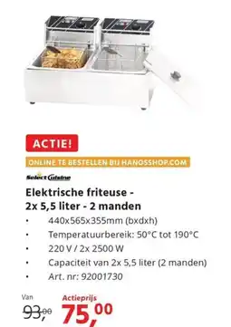 HANOS Elektrische friteuse 2 manden aanbieding