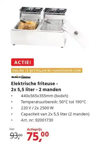 HANOS Elektrische friteuse 2 manden aanbieding