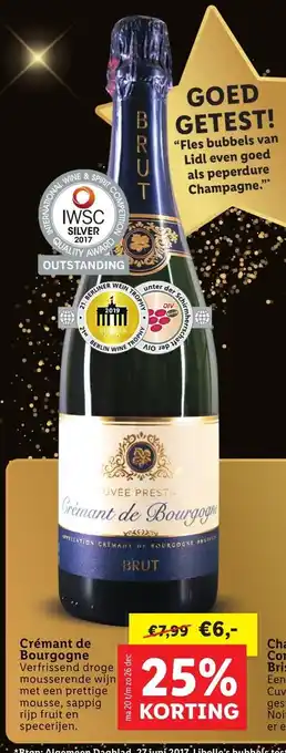 Lidl Cuvee Prestige Cremant de Bourgogne Brut 750ml aanbieding