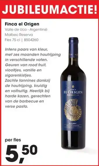 HANOS Finca el origen Valle de Uco aanbieding