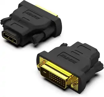 Amazon BENFEI DVI naar HDMI-adapter, bidirectionele (DVI-D) naar HDMI exclusief met verguld snoer, 2 stuks aanbieding