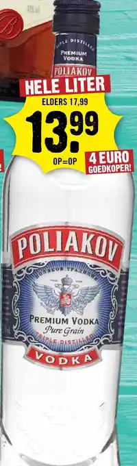 Dirck 3 Poliakov premium vodka pure grain aanbieding