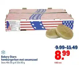 Makro Bakery Stars hamburgerbun met sesamzaad aanbieding