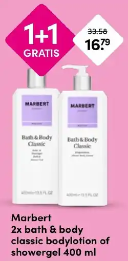 Drogisterij Visser Marbert 2x bath & body classic bodylotion of showergel aanbieding