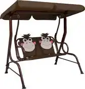 Bol.com vidaXL Kinderschommelbank 115x75x110 cm stof bruin aanbieding