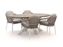 Kees Smit Bellagio Cupello/ROUGH-Y Ellips 200cm dining tuinset 5-delig stapelbaar aanbieding
