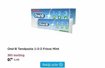 Plein.nl Oral-B Tandpasta 1-2-3 Frisse Mint 36% Korting aanbieding