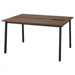 IKEA Mittzon: bruin houten vergadertafel. Vier zwarte poten, kabelmanagement aanbieding