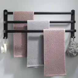 Amazon Handdoekenrek voor in de badkamer, badkameraccessoireset, 80 cm, zwarte handdoekhouder, wandmontage aanbieding