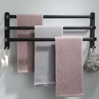 Amazon Handdoekenrek voor in de badkamer, badkameraccessoireset, 80 cm, zwarte handdoekhouder, wandmontage aanbieding