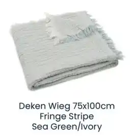 Babypark Deken Wieg Fringe Stripe Sea Green/Ivory aanbieding