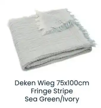 Babypark Deken Wieg Fringe Stripe Sea Green/Ivory aanbieding