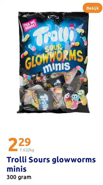 Action Trolli Sours glowworms minis aanbieding