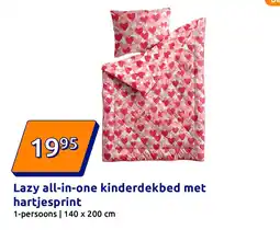 Action Lazy all in one kinderdekbed met hartjesprint aanbieding