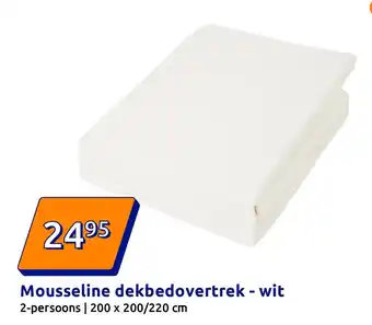 Action Mousseline dekbedovertrek wit aanbieding