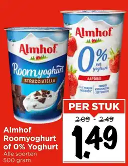 Vomar Voordeelmarkt Almhof Roomyoghurt of 0% Yoghurt aanbieding