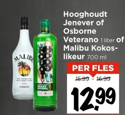 Vomar Voordeelmarkt Hooghoudt Jenever of Osborne Veterano of Malibu Kokos likeur aanbieding