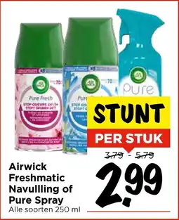 Vomar Voordeelmarkt Airwick Freshmatic Navullling of Pure Spray aanbieding