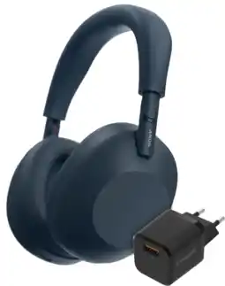 Coolblue Sony WH-1000XM6 Blauw + BlueBuilt Quick Charge Oplader aanbieding