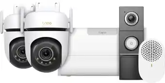 Coolblue TP-Link Tapo C530WS Duo Pack + H500 Smart HomeBase + D235 Smart Battery & Wired Doorbell aanbieding