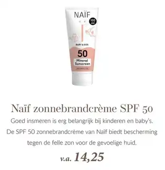 Babypark Naïf zonnebrandcrème SPF 50 aanbieding