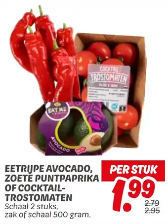 Dekamarkt Eetrijpe avocado, zoetě puntpaprika of cocktailtrostomaten aanbieding