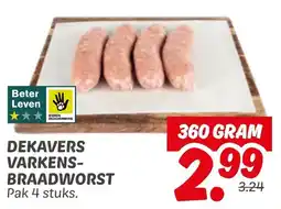 Dekamarkt Dekavers varkensbraadworst aanbieding