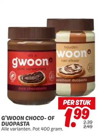 Dekamarkt G'woon choco of duopasta aanbieding