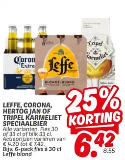 Dekamarkt Leffe, corona, hertog jan of tripel karmeliet speciaalbier aanbieding