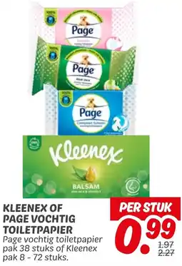 Dekamarkt Kleenex of page vochtig toiletpapier aanbieding