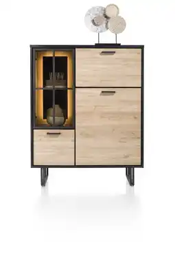 Henders & Hazel Avalon, highboard 120 cm - 2-deuren + 1-glasdeur + 1-klep (+ LED) - natural aanbieding