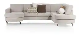 Henders & Hazel Alcona, longchair inclusief 3-zits + ottomane rechts - Vada - beige aanbieding
