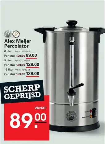 Sligro Alex Meijer Percolator aanbieding