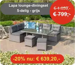 Tuinmeubelland Lapa lounge diningset aanbieding